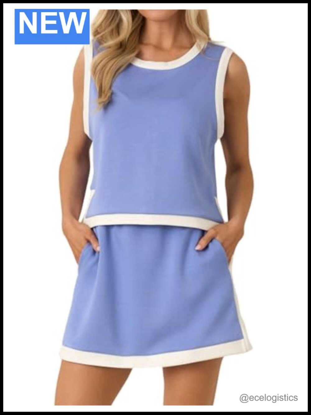 Women's Skort Set 2 Piece Color Blocked Tank Top & Skirt